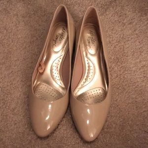 Size 8 tan shiny flats from Target